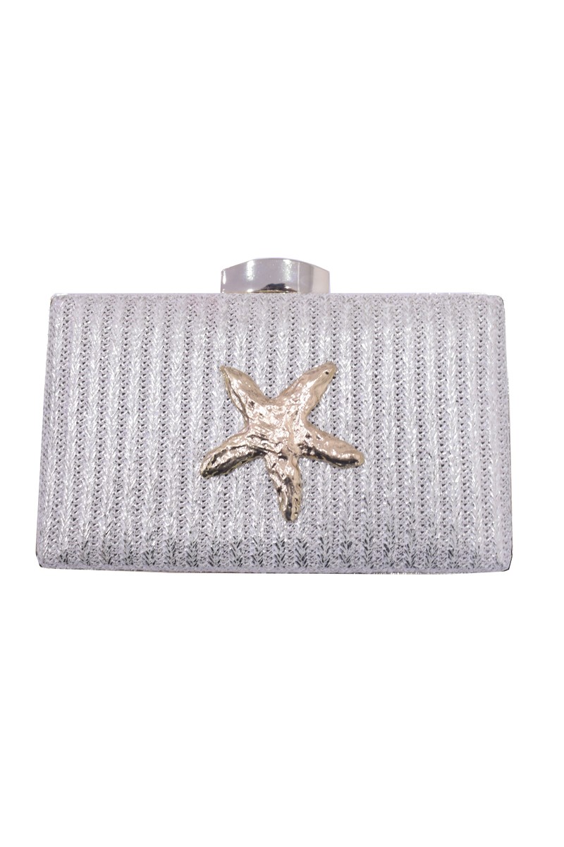 bolso de fiesta clutch de rafia blanco y negro con adorno de mariposas de piedras de colores para invitadas a boda, bautizo, comunión,