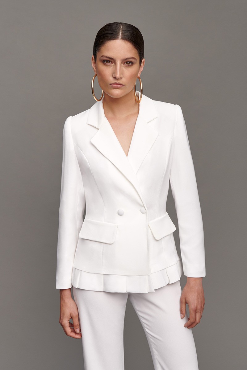 traje blanco dos piezas  de palazzo  para novia boda civil o invitadas comunion bautizo o fiesta